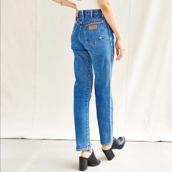 • vintage retro long wranglers dark wash jeans • - Picture 12 of 12